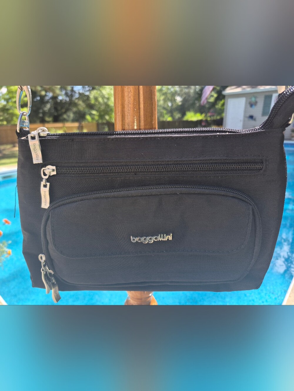 Baggallini Black Crossbody Bag with Silver Hardware
